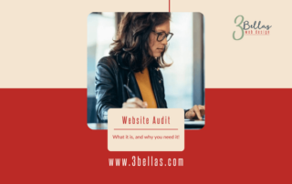 woman at computer doing website audit